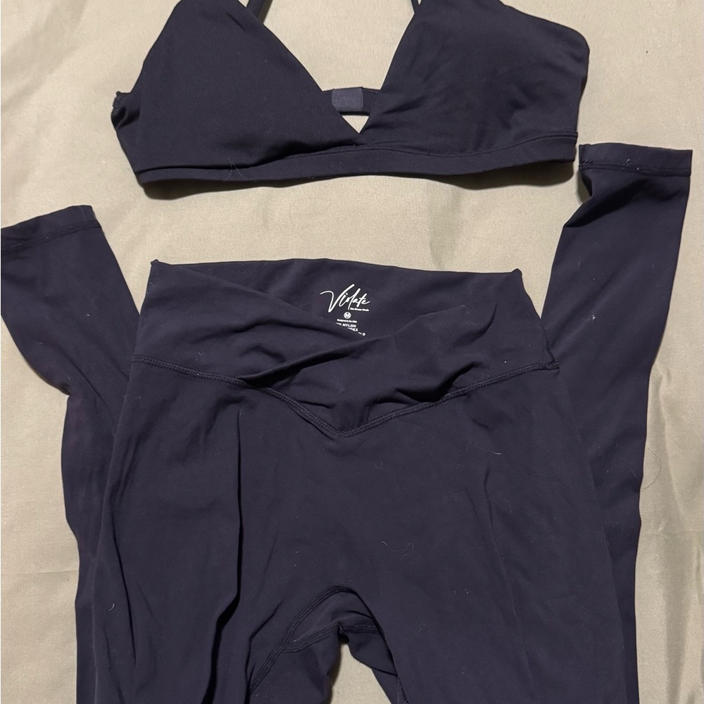 Violate the DressCode-Black Active Bralette & High-Waist CrisCross Leggings Set